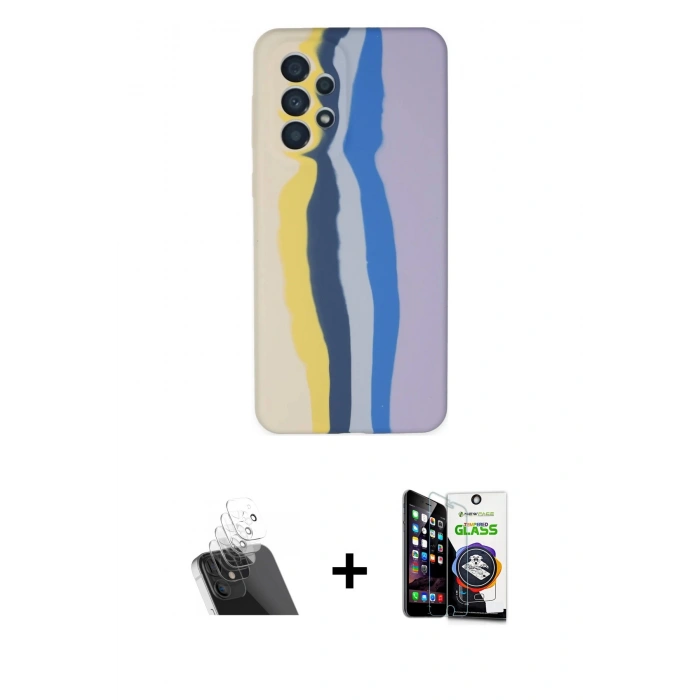 MARSİLYAN™- Galaxy A53 5G Kılıf Yadigar Çizgi - Şeffaf Temperli Cam Ekran Koruyucu + Kamera Lens Koruma Cam - SF