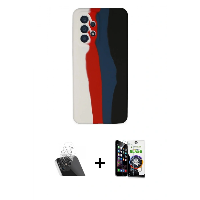 MARSİLYAN™- Galaxy A53 5G Kılıf Yadigar Çizgi - Şeffaf Temperli Cam Ekran Koruyucu + Kamera Lens Koruma Cam - SF