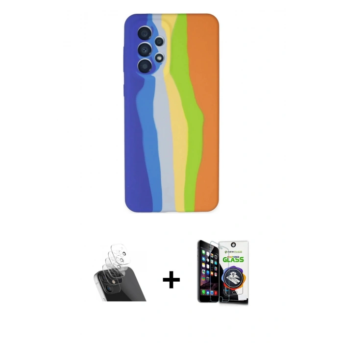 MARSİLYAN™- Galaxy A53 5G Kılıf Yadigar Çizgi - Şeffaf Temperli Cam Ekran Koruyucu + Kamera Lens Koruma Cam - SF