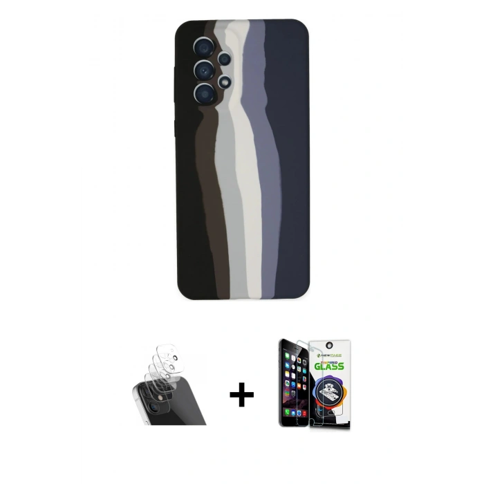 MARSİLYAN™- Galaxy A53 5G Kılıf Yadigar Çizgi - Şeffaf Temperli Cam Ekran Koruyucu + Kamera Lens Koruma Cam - SF