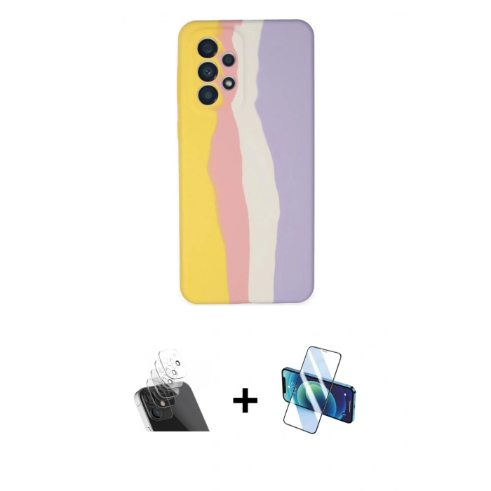 MARSİLYAN™- Galaxy A53 5G Kılıf Yadigar Çizgi - Siyah 3D Antistatik Cam Ekran Koruyucu + Kamera Lens Koruma Cam - SF