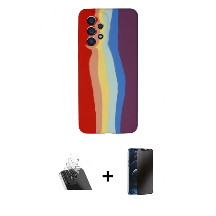 MARSİLYAN™- Galaxy A53 5G Kılıf Yadigar Çizgi - Siyah 3D Antistatik Hayalet Cam Ekran Koruyucu + Kamera Lens Koruma Cam - SF