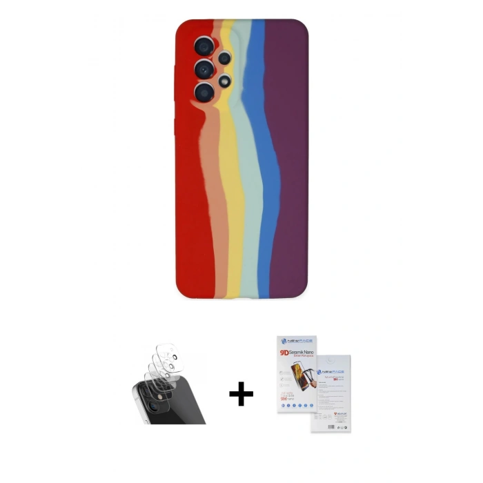 MARSİLYAN™- Galaxy A53 5G Kılıf Yadigar Çizgi - Siyah Seramik Nano Ekran Koruyucu + Kamera Lens Koruma Cam - SF