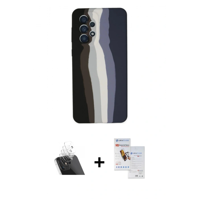 MARSİLYAN™- Galaxy A53 5G Kılıf Yadigar Çizgi - Siyah Seramik Nano Ekran Koruyucu + Kamera Lens Koruma Cam - SF