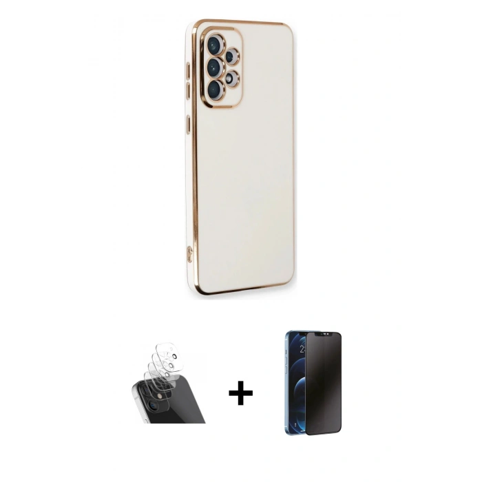 MARSİLYAN™- Galaxy A53 5G Kılıf Yankı Serisi - Siyah 3D Antistatik Hayalet Cam Ekran Koruyucu + Kamera Lens Koruma Cam - SF