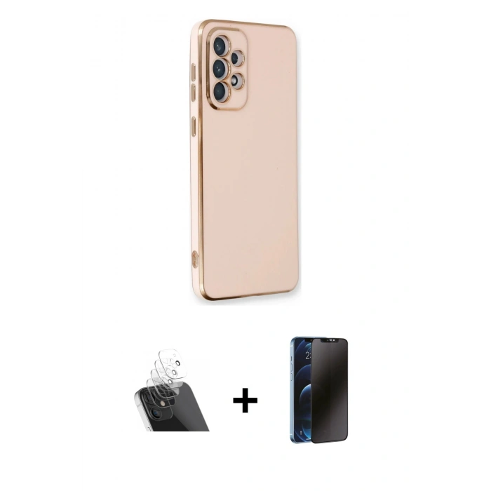 MARSİLYAN™- Galaxy A53 5G Kılıf Yankı Serisi - Siyah 3D Antistatik Hayalet Cam Ekran Koruyucu + Kamera Lens Koruma Cam - SF