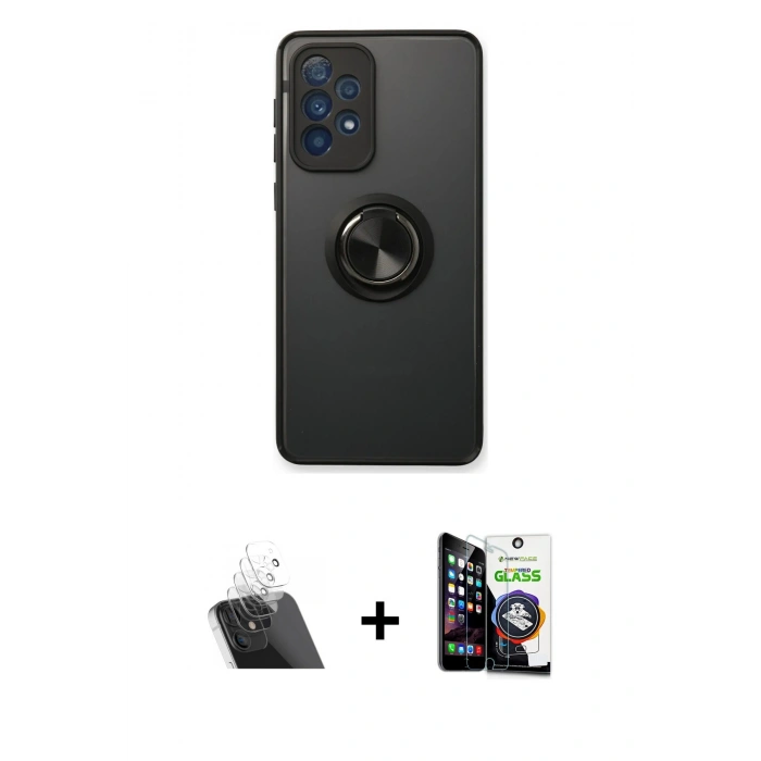 MARSİLYAN™- Galaxy A53 5G Kılıf Yörünge Çizgi - Şeffaf Temperli Cam Ekran Koruyucu + Kamera Lens Koruma Cam - SF