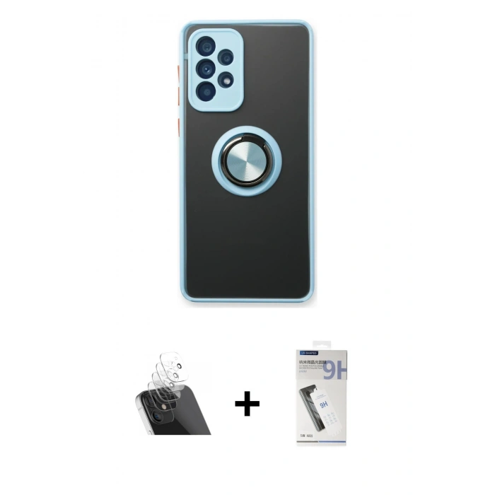 MARSİLYAN™- Galaxy A53 5G Kılıf Yörünge Çizgi - Şeffaf Uv Polymer Nano Ekran Koruyucu + Kamera Lens Koruma Cam - SF