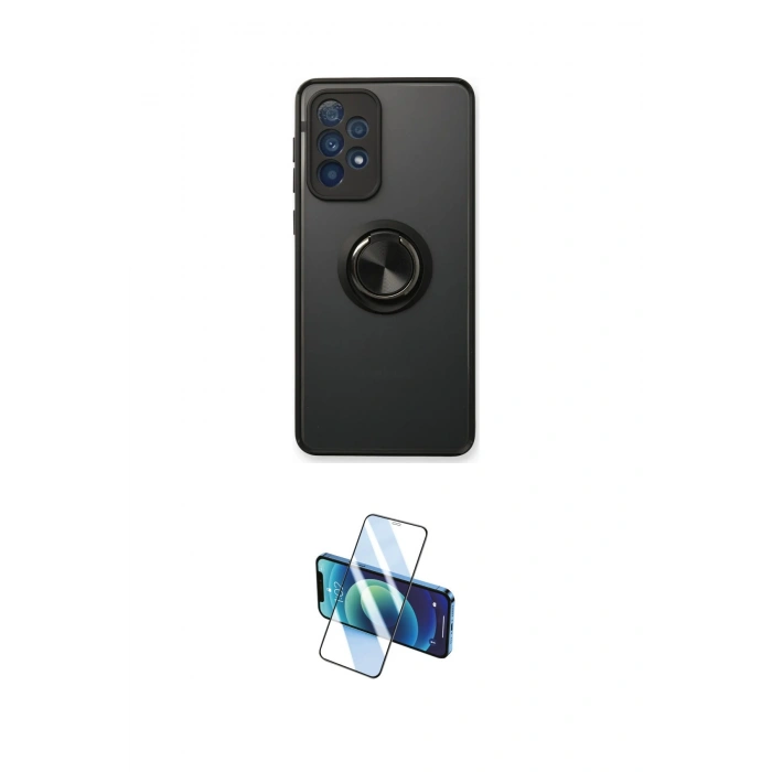 MARSİLYAN™- Galaxy A53 5G Kılıf Yörünge Çizgi - Siyah 3D Antistatik Cam Ekran Koruyucu