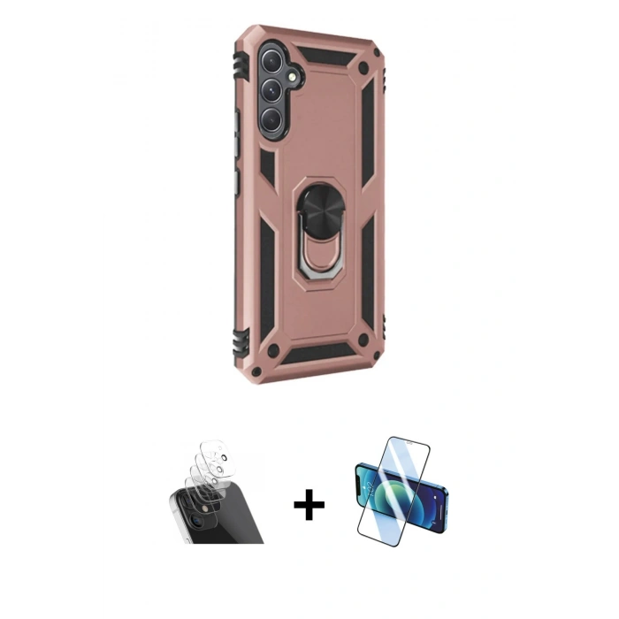 MARSİLYAN™- Galaxy A54 5G Kılıf Ahenk Klasik Koleksiyonu - Siyah 3D Antistatik Seramik Nano Ekran Koruyucu + Kamera Lens Koruma Cam - SF