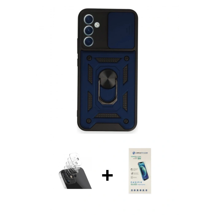 MARSİLYAN™- Galaxy A54 5G Kılıf Ahenk Klasik - Şeffaf Pasifik Cam Ekran Koruyucu + Kamera Lens Koruma Cam - SF