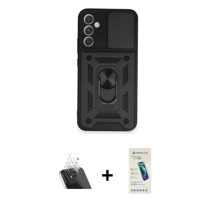 MARSİLYAN™- Galaxy A54 5G Kılıf Ahenk Klasik - Şeffaf Pasifik Cam Ekran Koruyucu + Kamera Lens Koruma Cam - SF