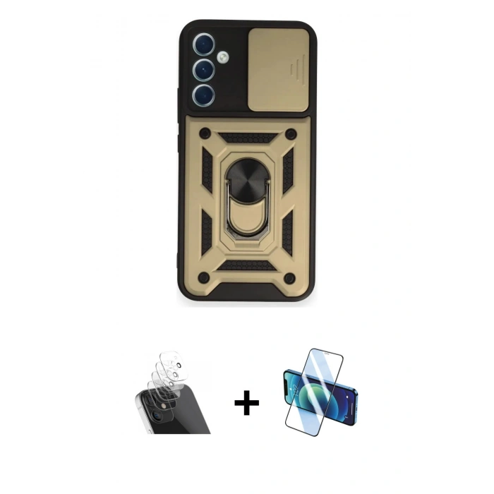 MARSİLYAN™- Galaxy A54 5G Kılıf Ahenk Klasik - Siyah 3D Antistatik Seramik Nano Ekran Koruyucu + Kamera Lens Koruma Cam - SF