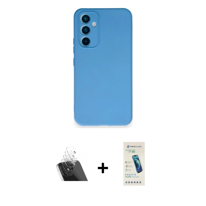 MARSİLYAN™- Galaxy A54 5G Kılıf Ahenk Serisi - Şeffaf Pasifik Cam Ekran Koruyucu + Kamera Lens Koruma Cam - SF