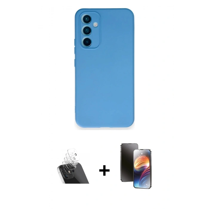 MARSİLYAN™- Galaxy A54 5G Kılıf Ahenk Serisi - Siyah 3D Antistatik Mat Seramik Nano Ekran Koruyucu + Kamera Lens Koruma Cam - SF