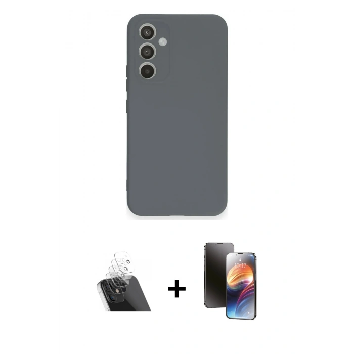 MARSİLYAN™- Galaxy A54 5G Kılıf Ahenk Serisi - Siyah 3D Antistatik Mat Seramik Nano Ekran Koruyucu + Kamera Lens Koruma Cam - SF