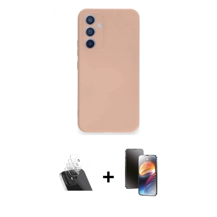 MARSİLYAN™- Galaxy A54 5G Kılıf Ahenk Serisi - Siyah 3D Antistatik Mat Seramik Nano Ekran Koruyucu + Kamera Lens Koruma Cam - SF