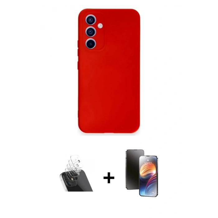 MARSİLYAN™- Galaxy A54 5G Kılıf Ahenk Serisi - Siyah 3D Antistatik Mat Seramik Nano Ekran Koruyucu + Kamera Lens Koruma Cam - SF