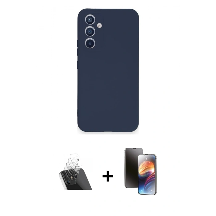 MARSİLYAN™- Galaxy A54 5G Kılıf Ahenk Serisi - Siyah 3D Antistatik Mat Seramik Nano Ekran Koruyucu + Kamera Lens Koruma Cam - SF