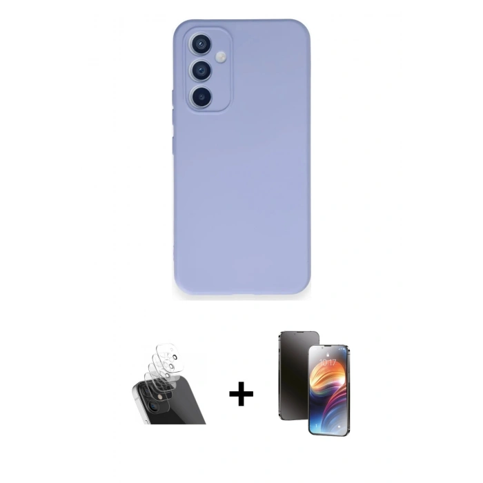 MARSİLYAN™- Galaxy A54 5G Kılıf Ahenk Serisi - Siyah 3D Antistatik Mat Seramik Nano Ekran Koruyucu + Kamera Lens Koruma Cam - SF