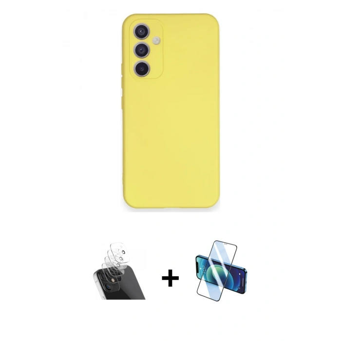 MARSİLYAN™- Galaxy A54 5G Kılıf Ahenk Serisi - Siyah 3D Antistatik Seramik Nano Ekran Koruyucu + Kamera Lens Koruma Cam - SF