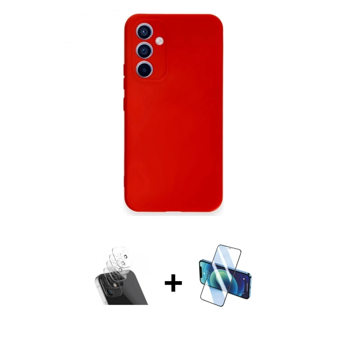 MARSİLYAN™- Galaxy A54 5G Kılıf Ahenk Serisi - Siyah 3D Antistatik Seramik Nano Ekran Koruyucu + Kamera Lens Koruma Cam - SF