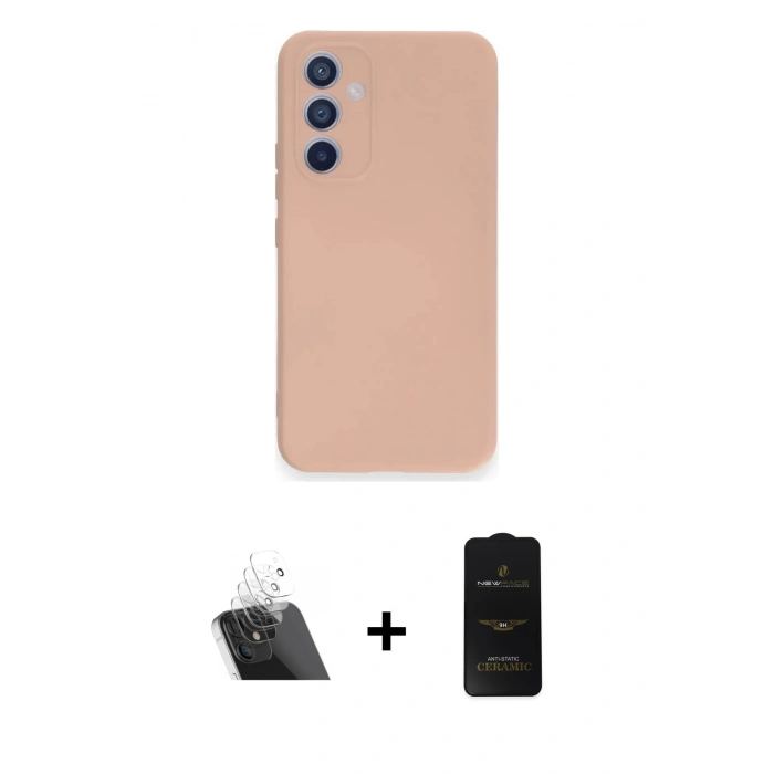 MARSİLYAN™- Galaxy A54 5G Kılıf Ahenk Serisi - Siyah 6D Antistatik Mat Seramik Hayalet Nano Ekran Koruyucu + Kamera Lens Koruma Cam - SF