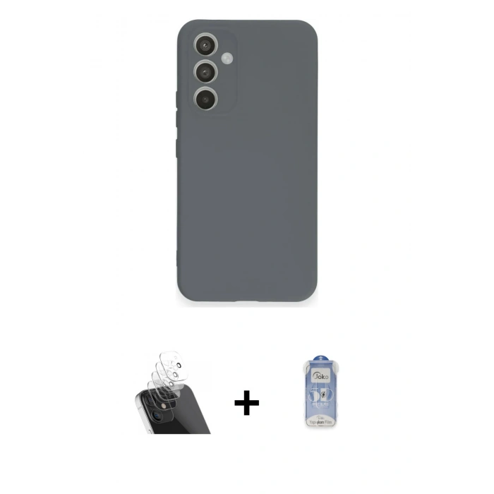MARSİLYAN™- Galaxy A54 5G Kılıf Ahenk Serisi - Siyah Joko Magic 5D Cam + Şeffaf Kamera Lens Koruma Cam
