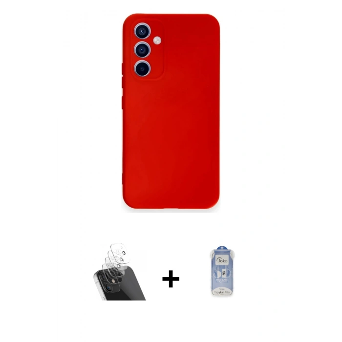 MARSİLYAN™- Galaxy A54 5G Kılıf Ahenk Serisi - Siyah Joko Magic 5D Cam + Şeffaf Kamera Lens Koruma Cam