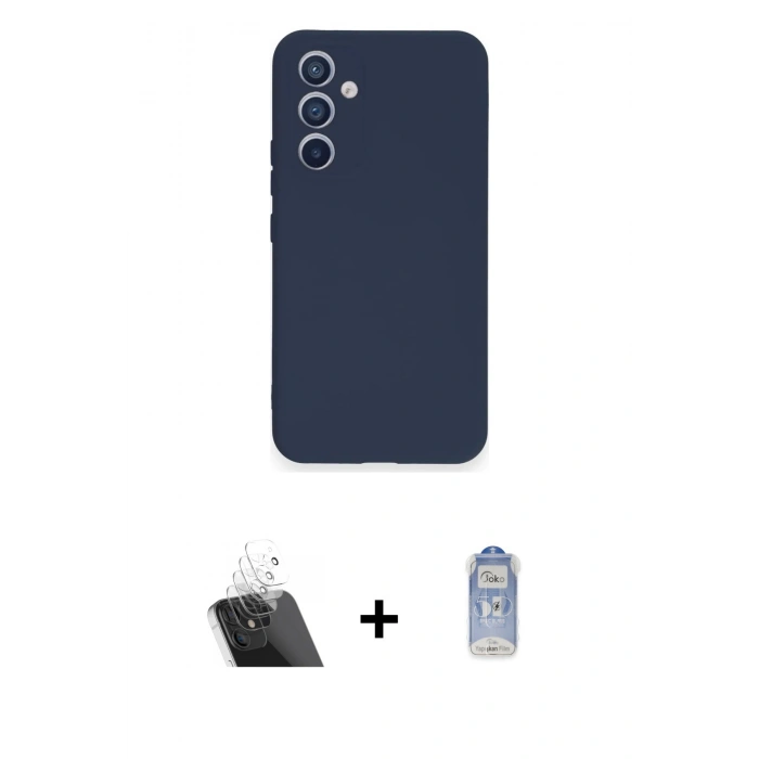 MARSİLYAN™- Galaxy A54 5G Kılıf Ahenk Serisi - Siyah Joko Magic 5D Cam + Şeffaf Kamera Lens Koruma Cam