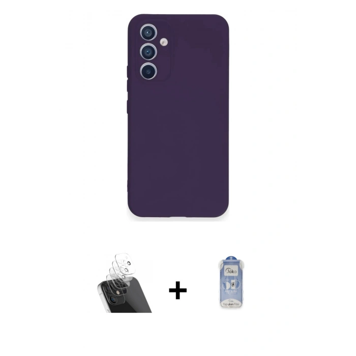 MARSİLYAN™- Galaxy A54 5G Kılıf Ahenk Serisi - Siyah Joko Magic 5D Cam + Şeffaf Kamera Lens Koruma Cam