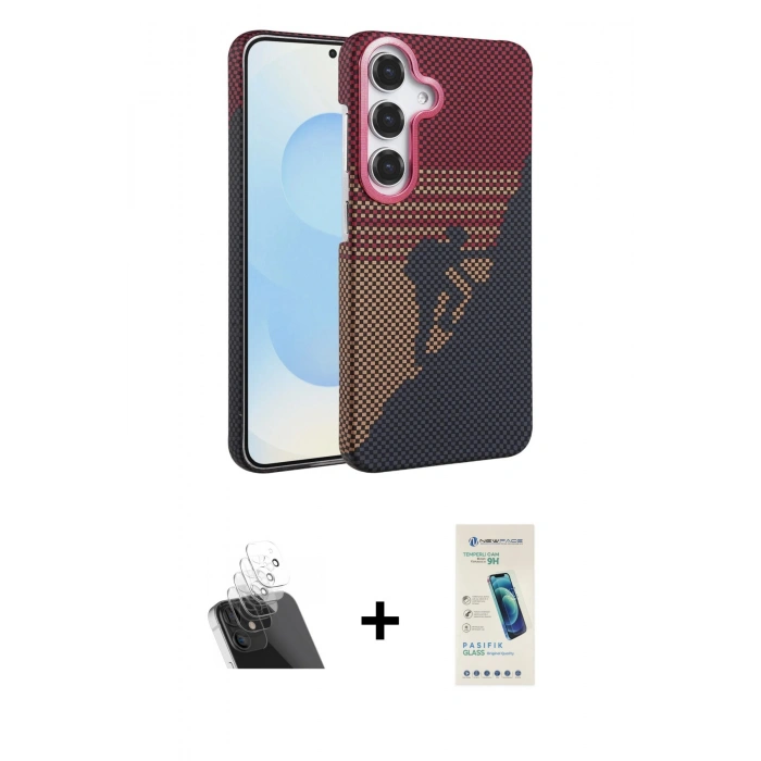 MARSİLYAN™- Galaxy A54 5G Kılıf Doruk Serisi - Şeffaf Pasifik Cam Ekran Koruyucu + Kamera Lens Koruma Cam - SF