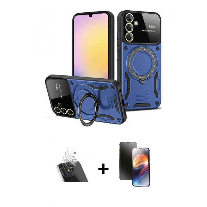 MARSİLYAN™- Galaxy A54 5G Kılıf Kıvılcım Modern Serisi - Siyah 3D Antistatik Mat Seramik Nano Ekran Koruyucu + Kamera Lens Koruma Cam - SF