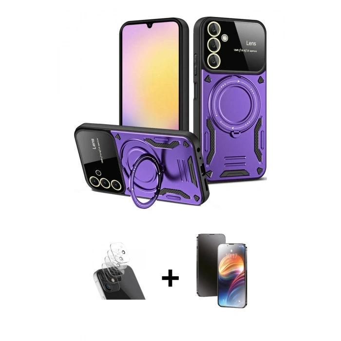 MARSİLYAN™- Galaxy A54 5G Kılıf Kıvılcım Modern Serisi - Siyah 3D Antistatik Mat Seramik Nano Ekran Koruyucu + Kamera Lens Koruma Cam - SF