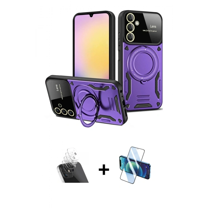 MARSİLYAN™- Galaxy A54 5G Kılıf Kıvılcım Modern Serisi - Siyah 3D Antistatik Seramik Nano Ekran Koruyucu + Kamera Lens Koruma Cam - SF