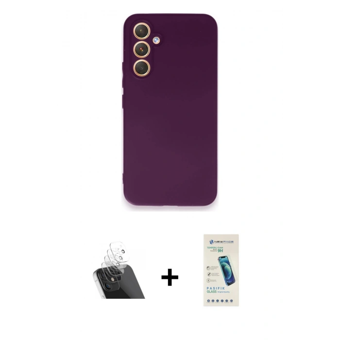MARSİLYAN™- Galaxy A54 5G Kılıf Kozmos Yansıma Özel Seri - Şeffaf Pasifik Cam Ekran Koruyucu + Kamera Lens Koruma Cam - SF