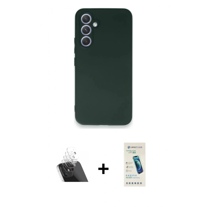 MARSİLYAN™- Galaxy A54 5G Kılıf Kozmos Yansıma Özel Seri - Şeffaf Pasifik Cam Ekran Koruyucu + Kamera Lens Koruma Cam - SF