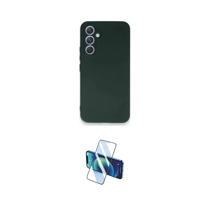 MARSİLYAN™- Galaxy A54 5G Kılıf Kozmos Yansıma Özel Seri - Siyah 3D Antistatik Cam Ekran Koruyucu
