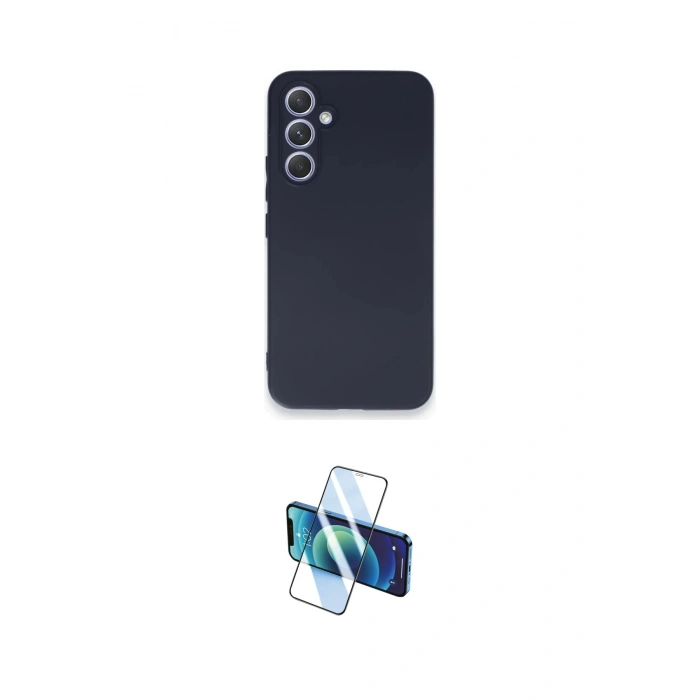 MARSİLYAN™- Galaxy A54 5G Kılıf Kozmos Yansıma Özel Seri - Siyah 3D Antistatik Cam Ekran Koruyucu