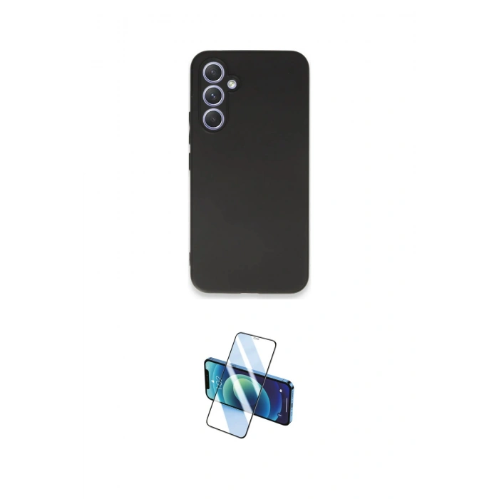 MARSİLYAN™- Galaxy A54 5G Kılıf Kozmos Yansıma Özel Seri - Siyah 3D Antistatik Cam Ekran Koruyucu