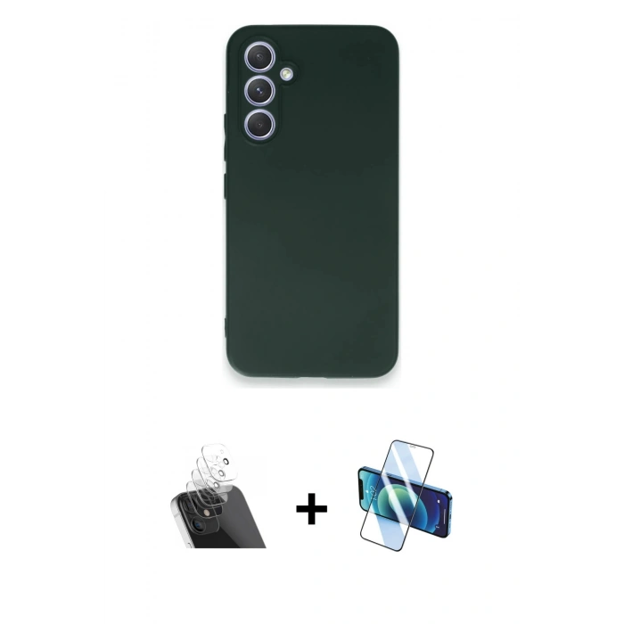 MARSİLYAN™- Galaxy A54 5G Kılıf Kozmos Yansıma Özel Seri - Siyah 3D Antistatik Cam Ekran Koruyucu + Kamera Lens Koruma Cam - SF