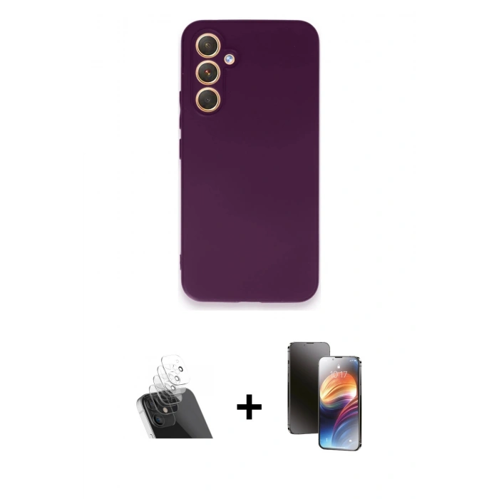 MARSİLYAN™- Galaxy A54 5G Kılıf Kozmos Yansıma Özel Seri - Siyah 3D Antistatik Mat Seramik Nano Ekran Koruyucu + Kamera Lens Koruma Cam - SF