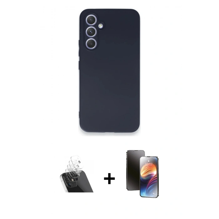 MARSİLYAN™- Galaxy A54 5G Kılıf Kozmos Yansıma Özel Seri - Siyah 3D Antistatik Mat Seramik Nano Ekran Koruyucu + Kamera Lens Koruma Cam - SF