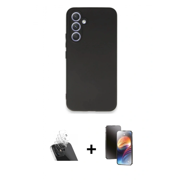 MARSİLYAN™- Galaxy A54 5G Kılıf Kozmos Yansıma Özel Seri - Siyah 3D Antistatik Mat Seramik Nano Ekran Koruyucu + Kamera Lens Koruma Cam - SF