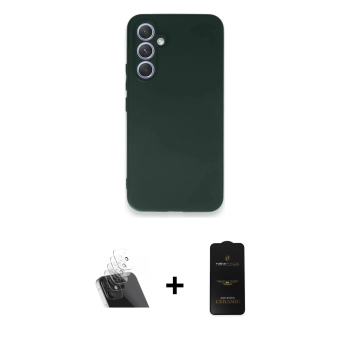 MARSİLYAN™- Galaxy A54 5G Kılıf Kozmos Yansıma Özel Seri - Siyah 6D Antistatik Mat Seramik Hayalet Nano Ekran Koruyucu + Kamera Lens Koruma Cam - SF