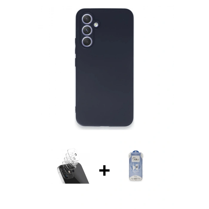 MARSİLYAN™- Galaxy A54 5G Kılıf Kozmos Yansıma Özel Seri - Siyah Joko Magic 5D Cam + Kamera Lens Koruma Cam - SF