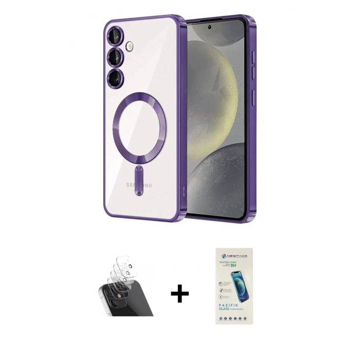 MARSİLYAN™- Galaxy A54 5G Kılıf Nova Işık Özel Seri - Şeffaf Pasifik Cam Ekran Koruyucu + Kamera Lens Koruma Cam - SF