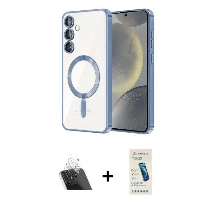 MARSİLYAN™- Galaxy A54 5G Kılıf Nova Işık Özel Seri - Şeffaf Pasifik Cam Ekran Koruyucu + Kamera Lens Koruma Cam - SF
