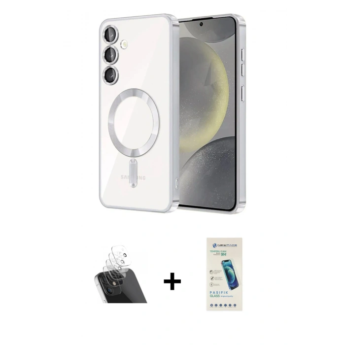 MARSİLYAN™- Galaxy A54 5G Kılıf Nova Işık Özel Seri - Şeffaf Pasifik Cam Ekran Koruyucu + Kamera Lens Koruma Cam - SF