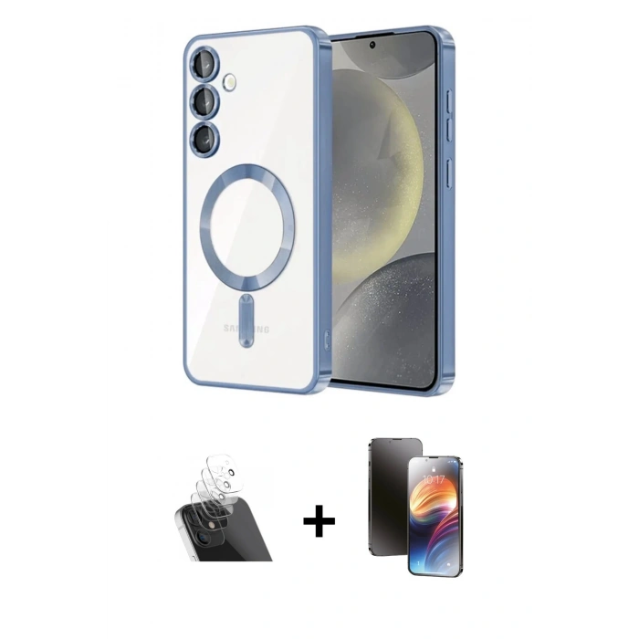 MARSİLYAN™- Galaxy A54 5G Kılıf Nova Işık Özel Seri - Siyah 3D Antistatik Mat Seramik Nano Ekran Koruyucu + Kamera Lens Koruma Cam - SF